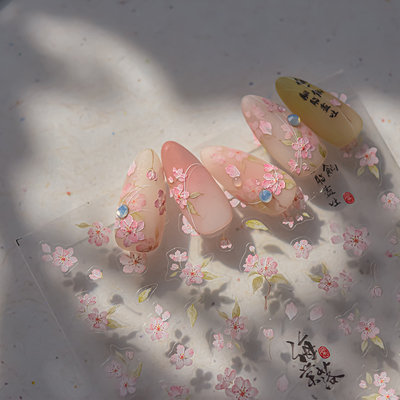 tomoni浮雕美甲贴纸 爆款手机壳美甲指甲贴胭脂海棠美甲贴纸4313