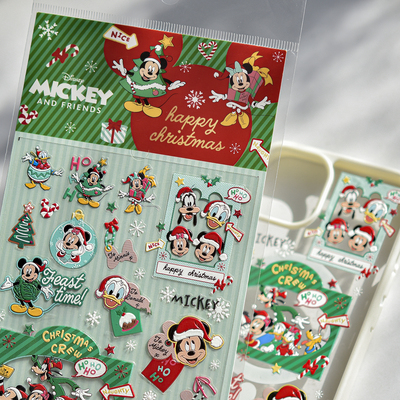 迪士尼&tomoni合作款浮雕ins风正版米奇唐老鸭卡通手机壳文具贴纸