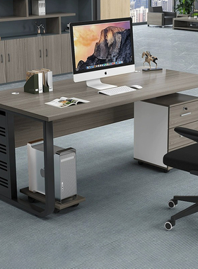 单人不锈钢办公桌带抽屉老板桌办公室主管商用电脑桌自习室学习桌