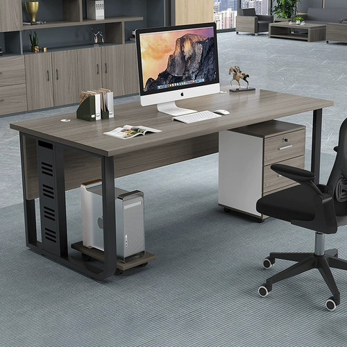 钢木单人办公桌子简约现代老板桌