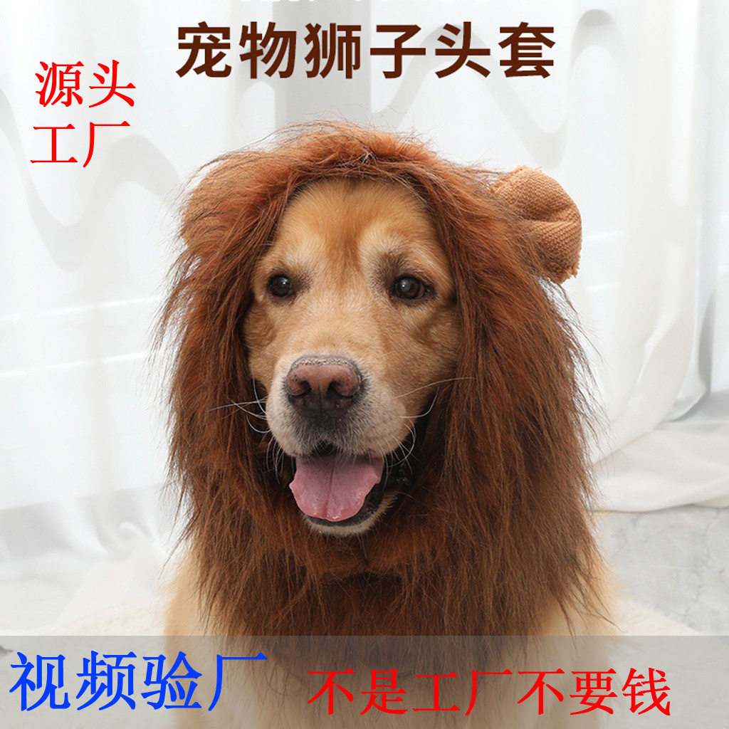跨境热销新款宠物用品金毛狗狗猫咪搞笑卖萌狮子头套帽子圣诞节