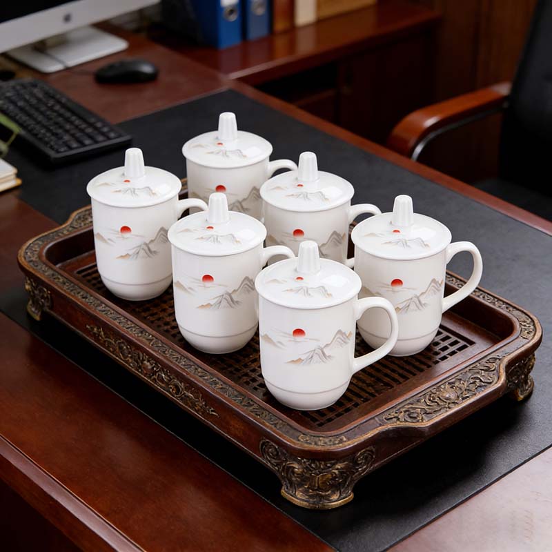 陶瓷会议茶杯办公接待礼品杯定制
