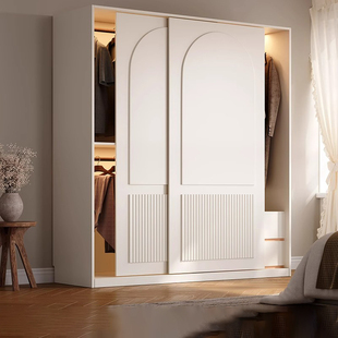 挂衣儿童衣柜 爆款 奶油风实木衣柜家用卧室简易衣柜出租房法式 新款