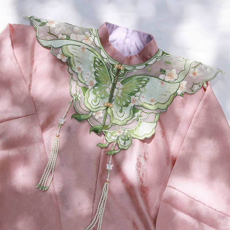 黎落阁汉服明制云肩领子新中式绝美学士服绣花旗袍流苏云肩女配饰