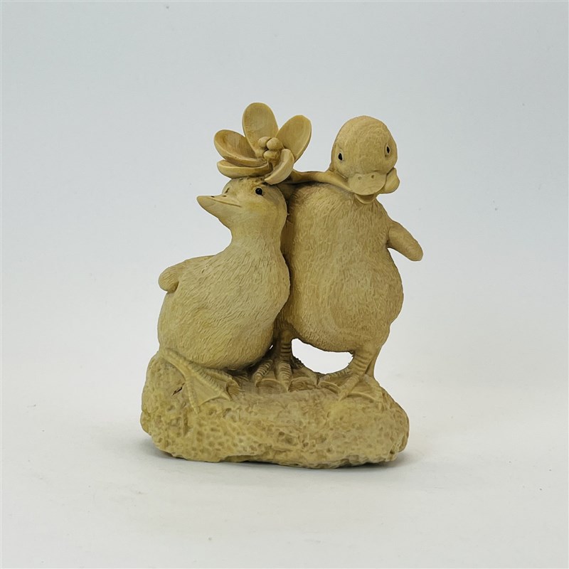 小叶黄杨木雕i可可鸭实木手把件家居客厅卧室装饰手工艺品