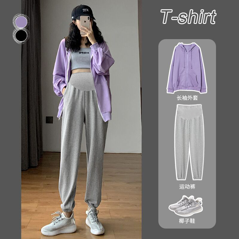 孕妇裤子夏季薄款春夏女夏外x穿夏装大码薄休闲运动打底卫裤春秋