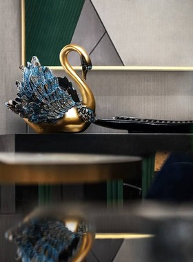 树脂工艺品欧式天鹅创意摆件玄关卧室家居N装饰品商务礼品直销