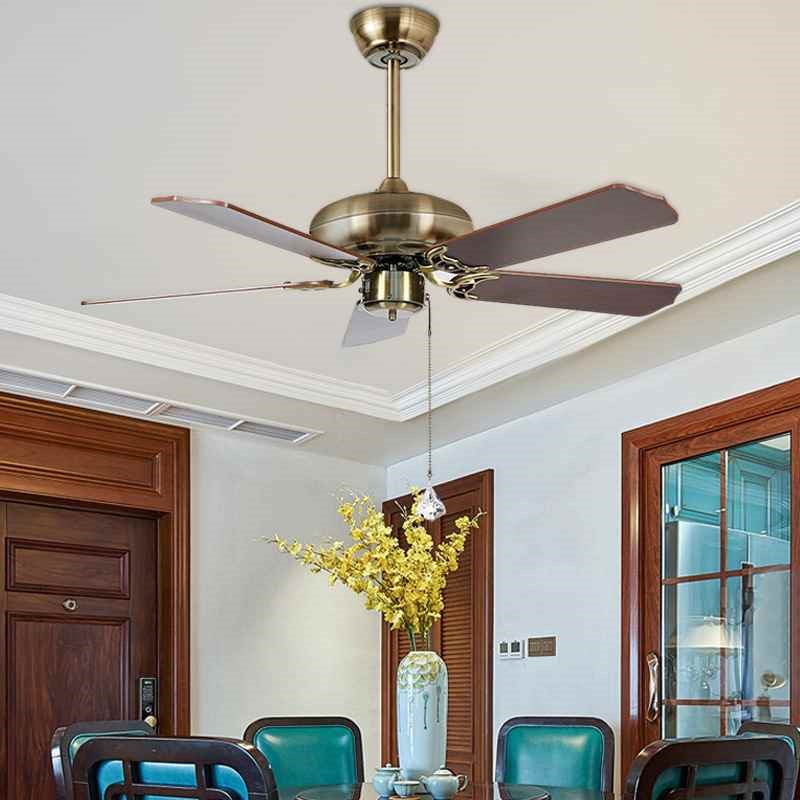 美式无灯吊扇实木客厅餐厅t卧室家用大风力木叶北欧风扇灯中山工