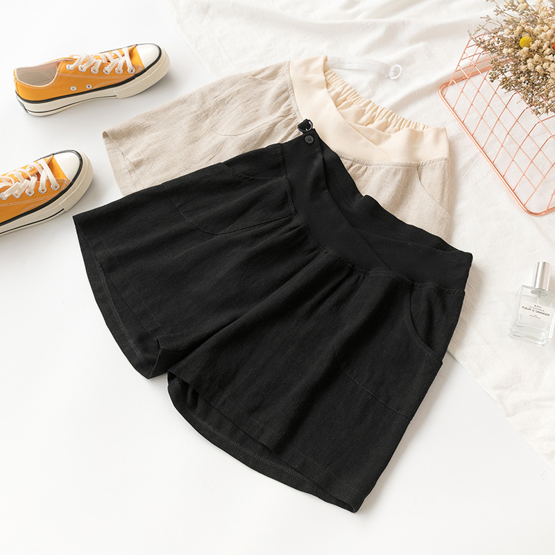 孕妇短裤夏外穿夏季薄款时尚低腰棉麻宽松阔腿裤子U居家睡裤怀孕