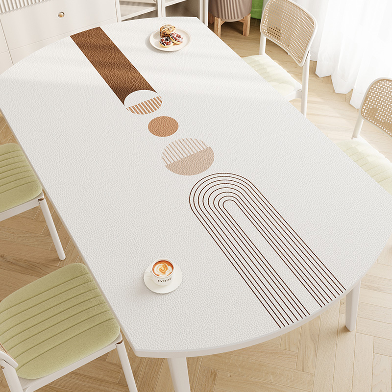2023小清新可折叠伸缩椭圆形餐桌垫防水防油防烫免洗茶几桌面垫子