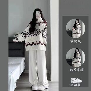 温柔美拉德穿搭小香风宽松软糯针织毛衣女秋冬休闲灯芯绒裤两件套