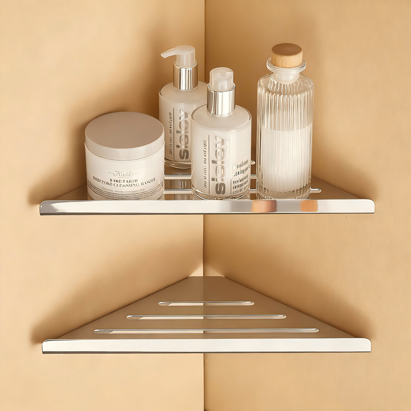 不锈钢浴室免打孔实心加厚三角篮