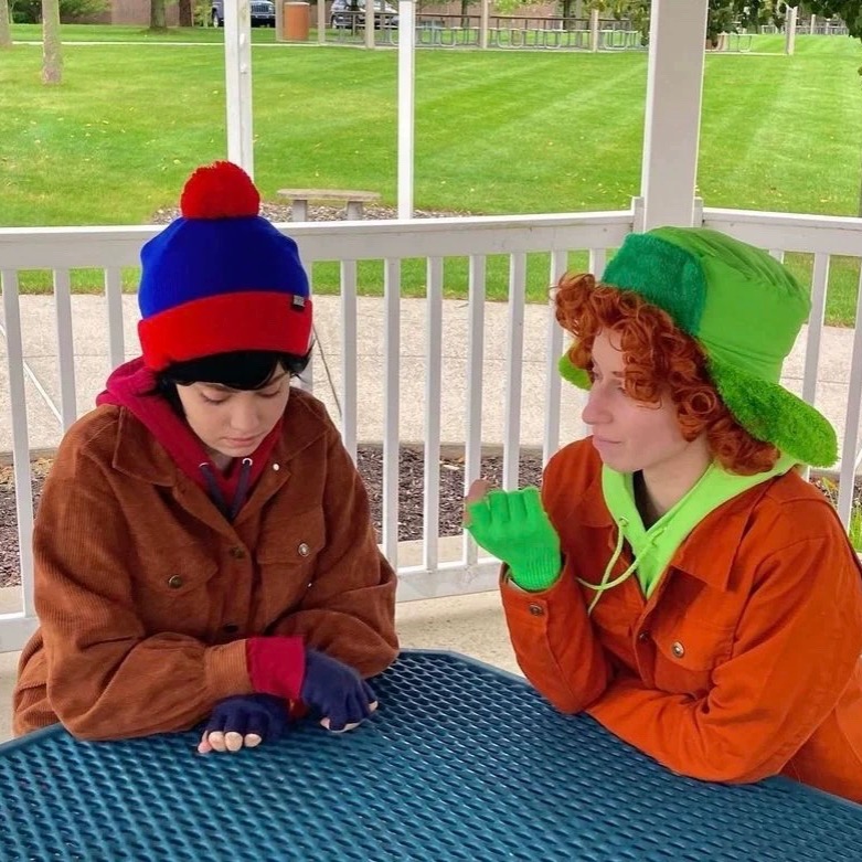 外贸出口SOUTH PARK男女毛球针织帽秋冬时尚拼色南方公园滑雪冷帽