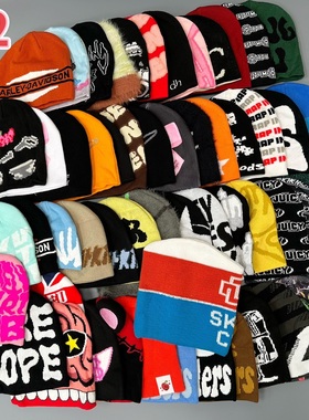 外贸出口美潮街头男女嘻哈说唱滑板rap字母时尚百搭针织帽冷帽子