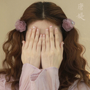 高级感山茶花夹子头饰发夹 唐媞超仙网纱花朵刘海小抓夹女2025新款