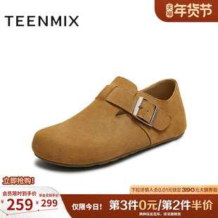 天美意2025秋新款平底单鞋两穿半拖鞋男女同款勃肯鞋KK062CM5