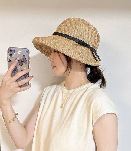 圆顶户外女夏季卷边帽子