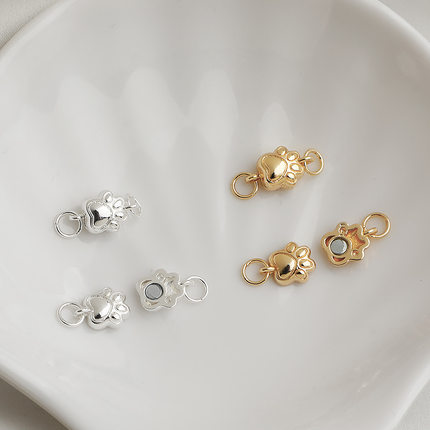 14K包金保色双面猫爪磁铁扣手链项链收尾磁扣连接扣diy饰品配件