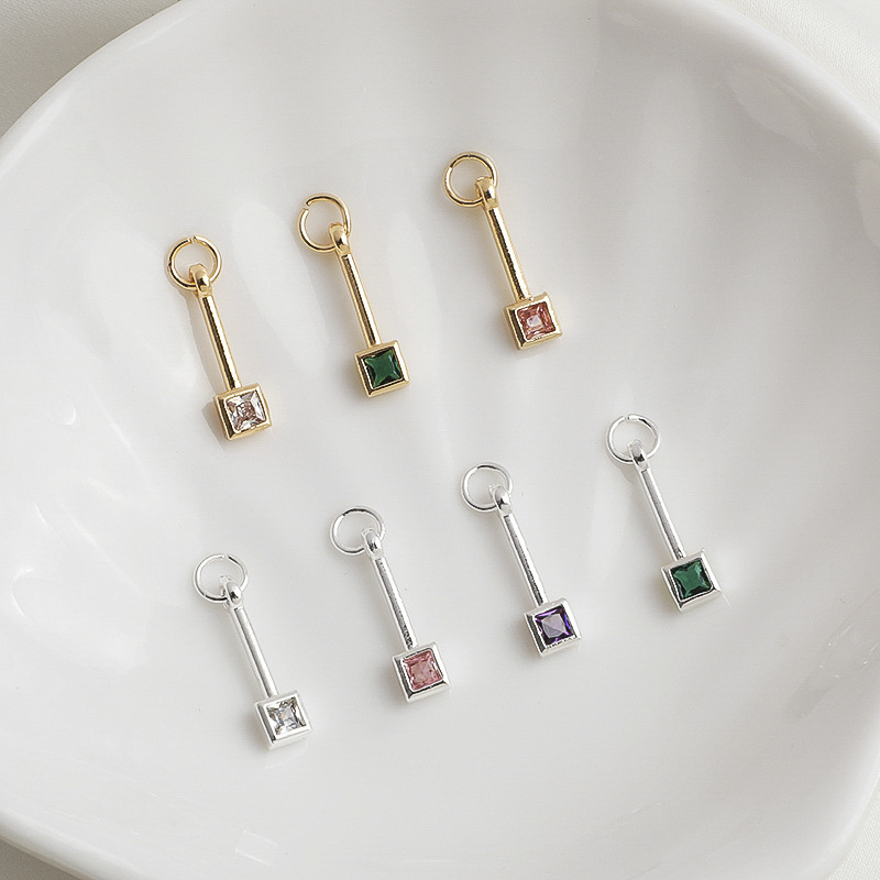 锆石火柴棍小提溜方形吊坠饰配件