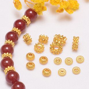 沙金保色金6mm莲花花托手串隔珠花帽配饰diy手链项链串珠配件隔片