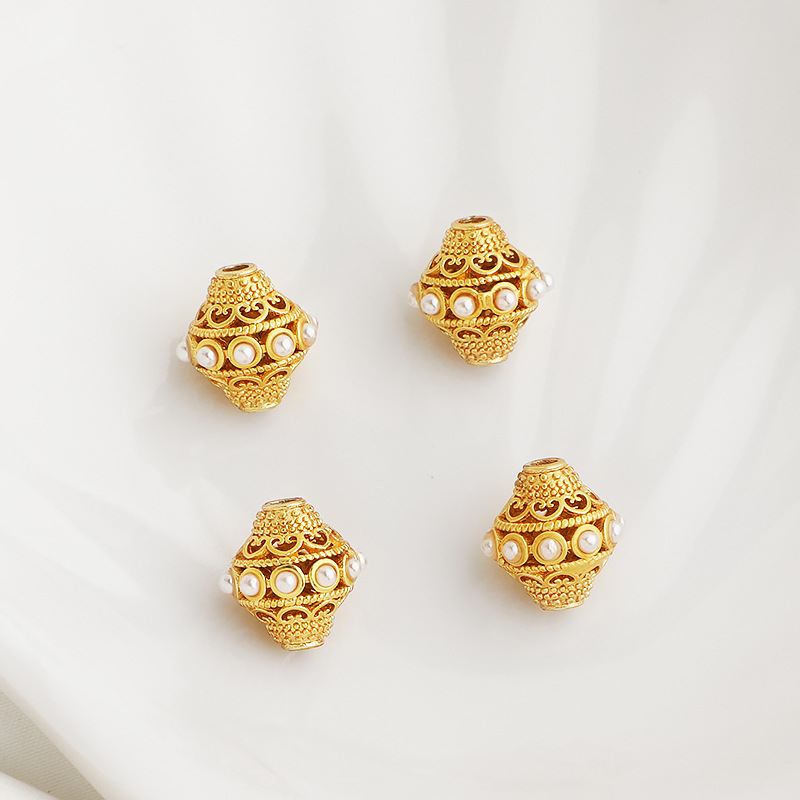 沙金包金保色白贝蜻蜓眼尼泊尔隔珠镂空飞碟串珠编绳饰品diy配件