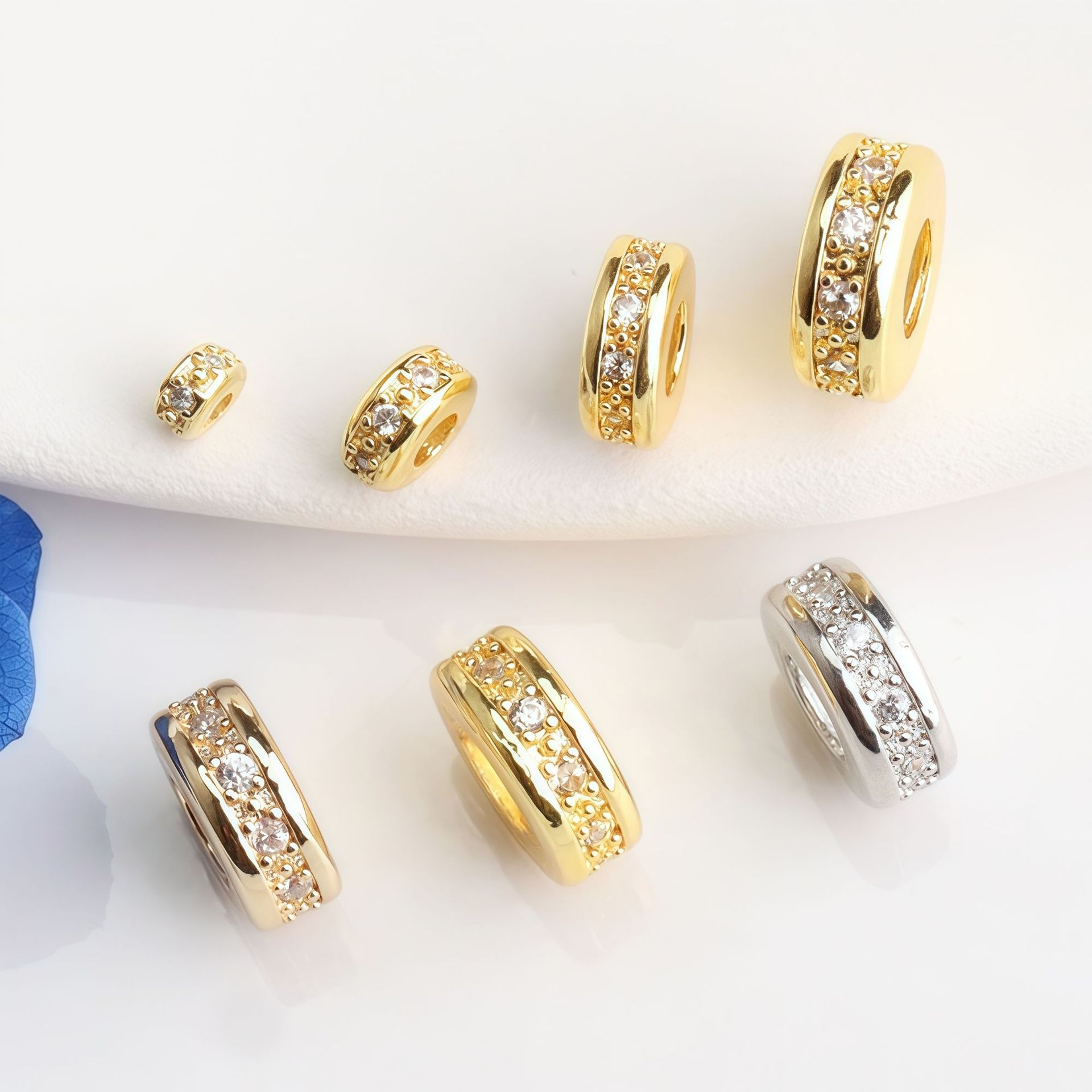 圆形隔片锆石大孔钻圈手串隔散珠