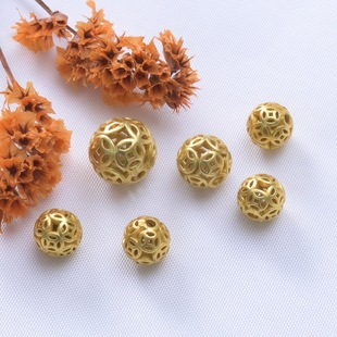 沙金包金保色花式 鏤空繡花珠花球銅錢梵文diy串珠手鏈項(xiàng)鏈飾配件