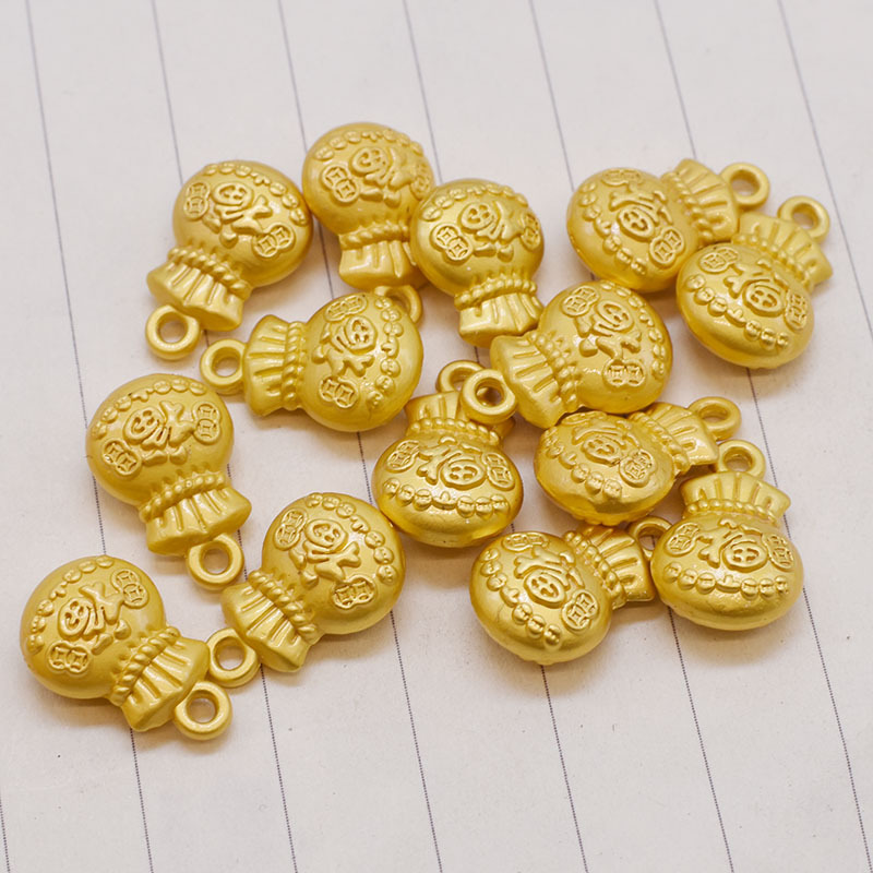 沙金包金保色钱币福袋吊坠diy手工饰品配件金色转运项手链挂件