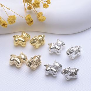 18K包金保色马年生肖隔珠小马通孔珠手串散珠diy手链串珠饰品配件