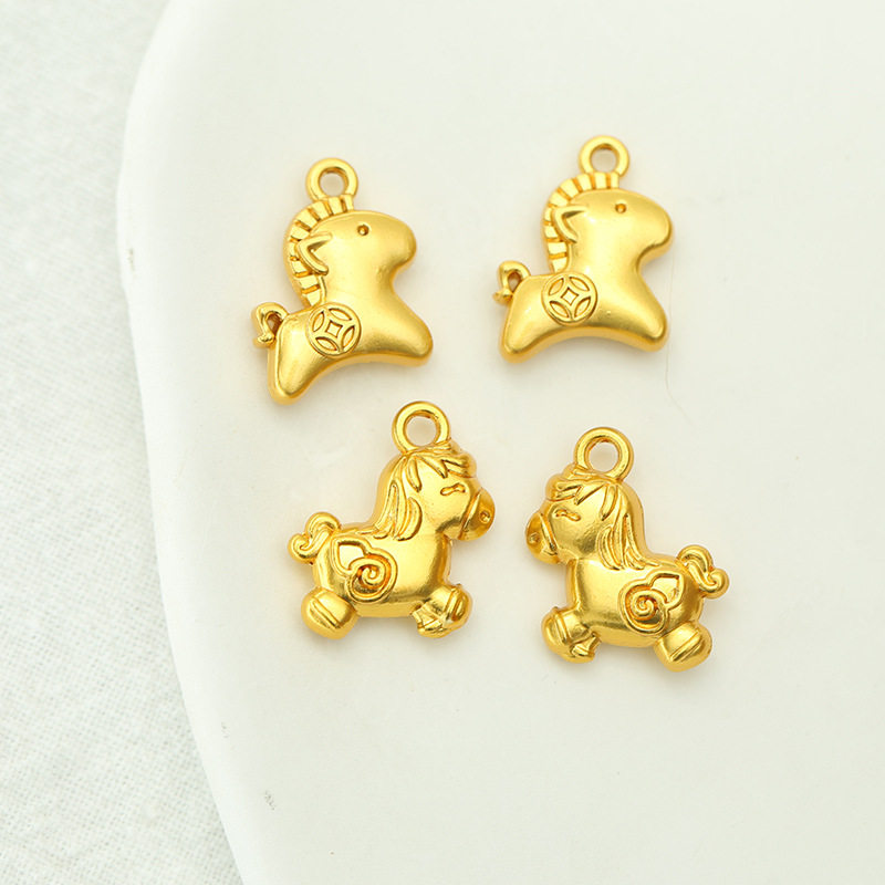 沙金包金保色马年新款diy生肖吊坠手链项链钱币葫芦吉祥饰品配件