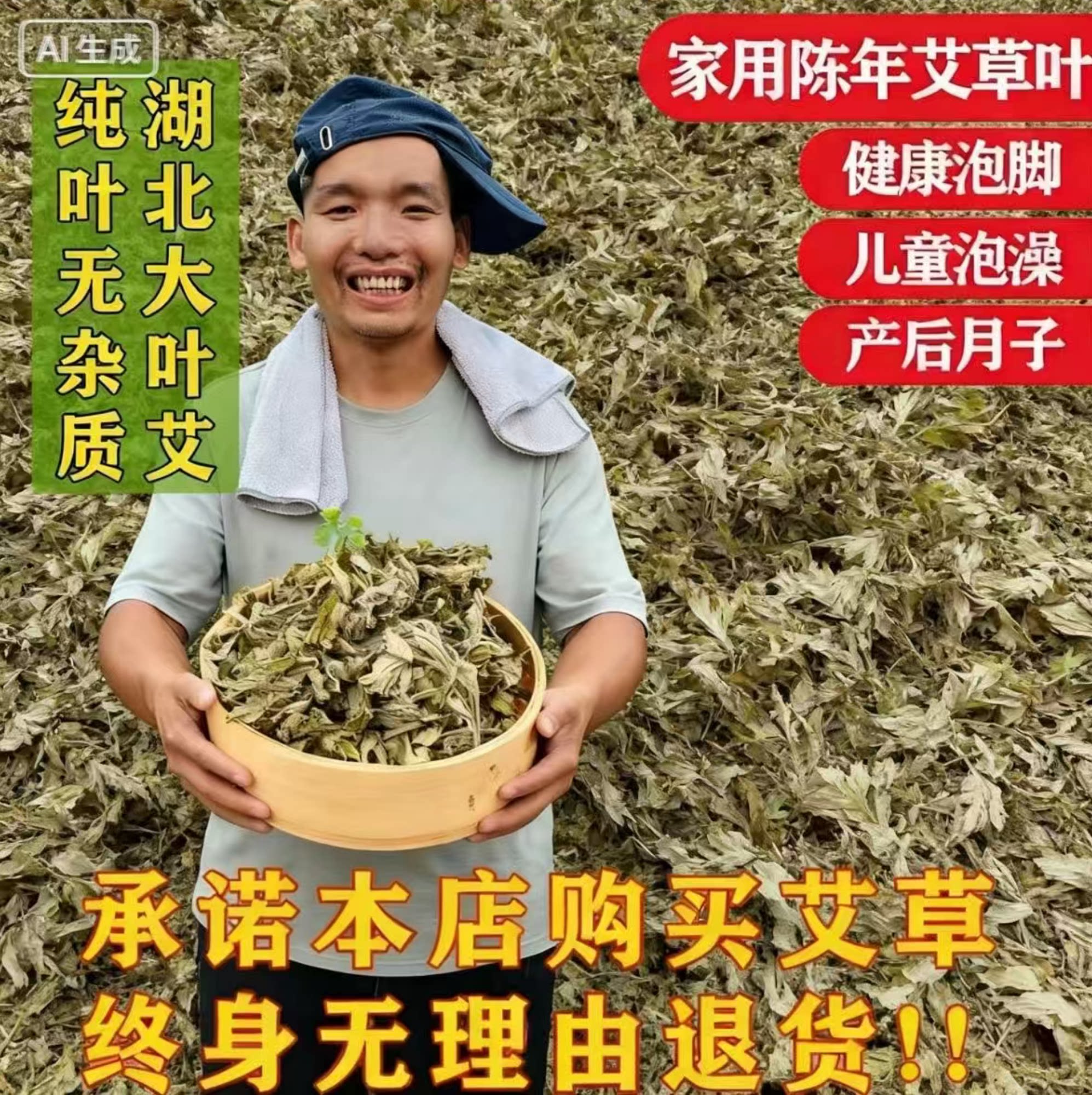 湖北艾叶艾草泡脚包干艾叶草陈年艾叶家用坐月子发汗产后儿童泡澡