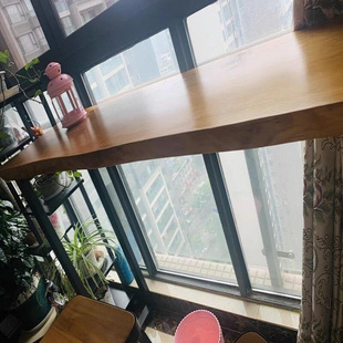 实木吧台桌家用阳台靠墙窄桌子长条桌奶茶店酒吧高脚桌椅组合商用