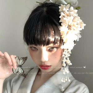 清冷氛围感铃兰花朵流苏发夹新中式森系仿真花拍照侧边夹发饰