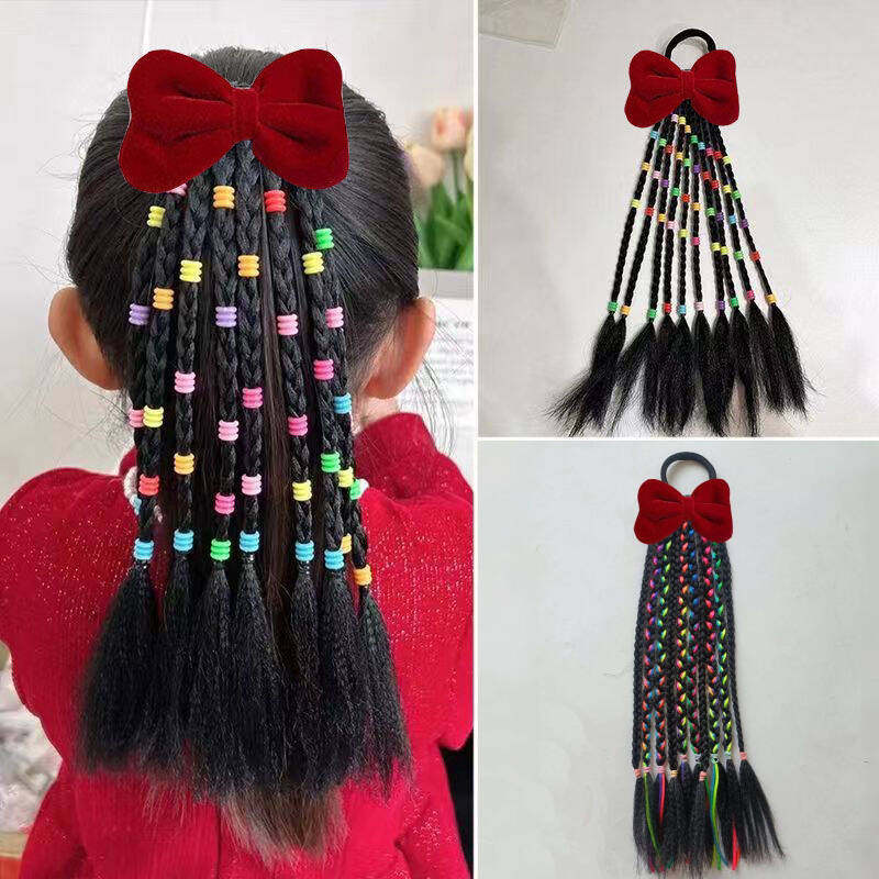 假发马尾辫女童扎头发辫子彩色儿童编发彩珠拳击辫脏脏辫头绳发饰