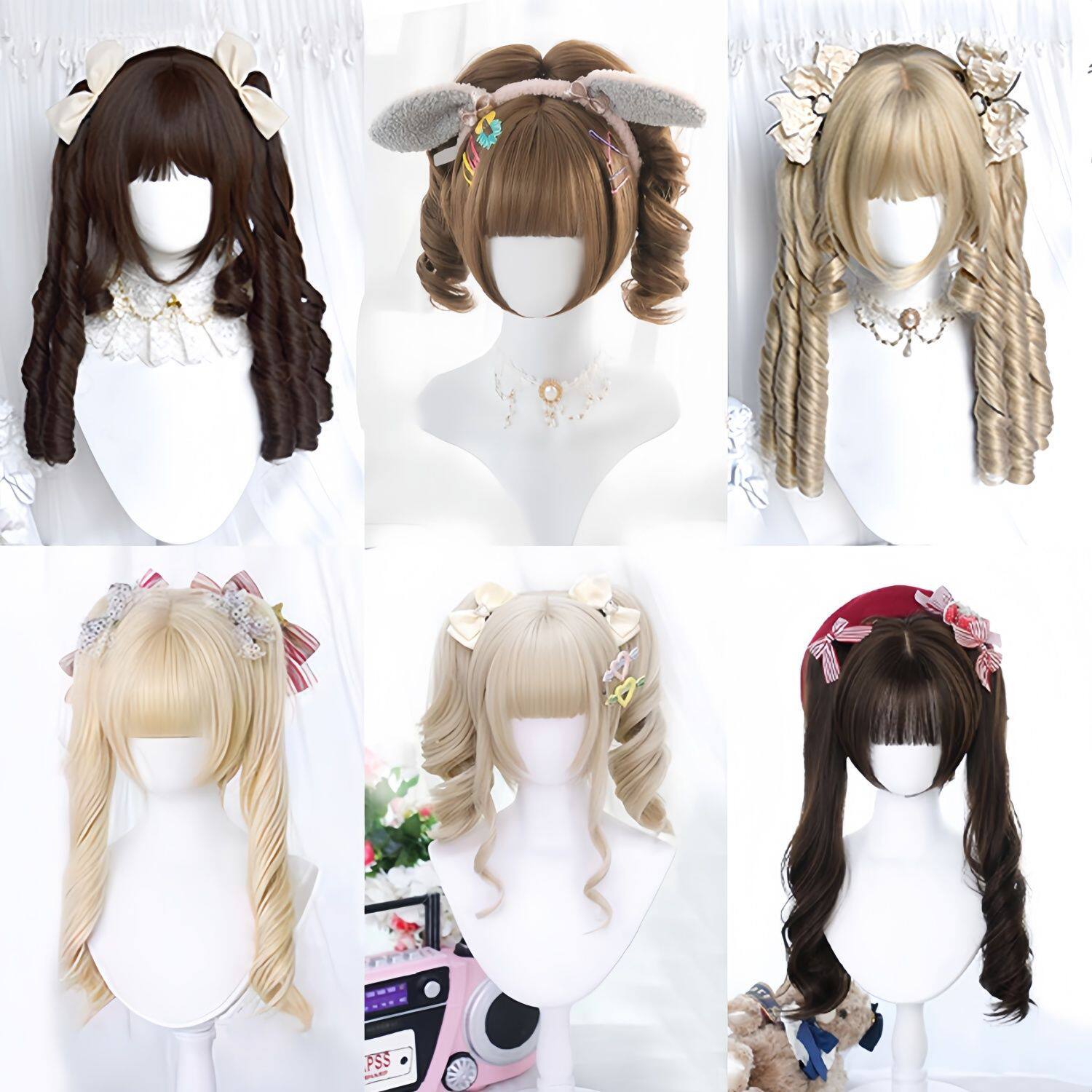 特惠Lolita全头套女可爱少萝动感甜妹双马尾系列合集整顶仿真发套