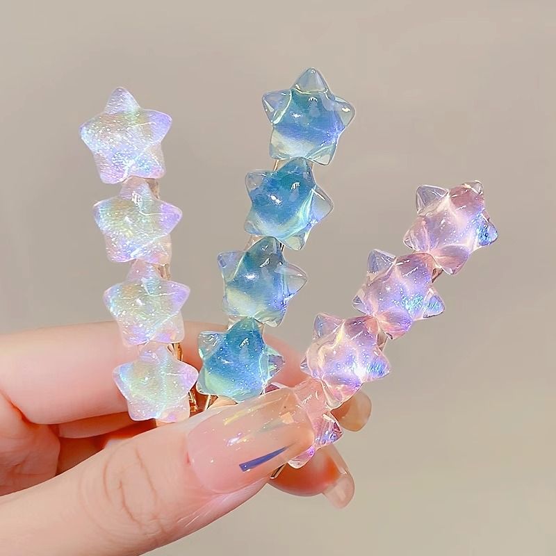 细闪星星发夹女超仙幻彩边夹ins侧边刘海夹气质精致夹子头饰发饰