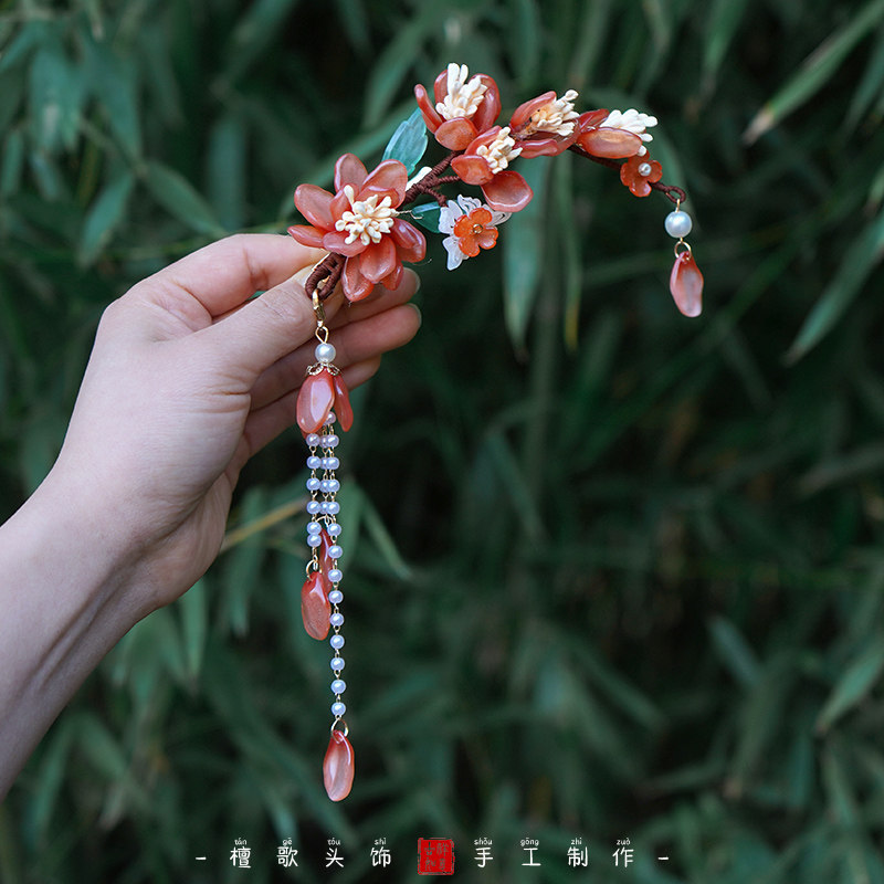 汉服头饰女流苏边夹发簪全套古风发梳套装古装步摇夹子簪子配饰品