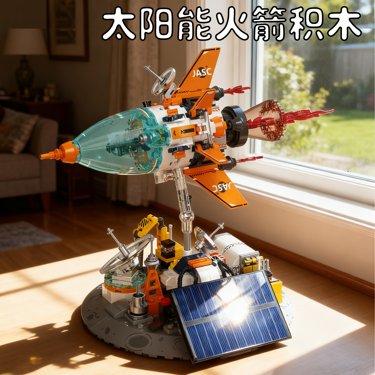 JAKI佳奇太阳能火箭科教宇航天积木乐玩具拼装高送男女孩生日礼物