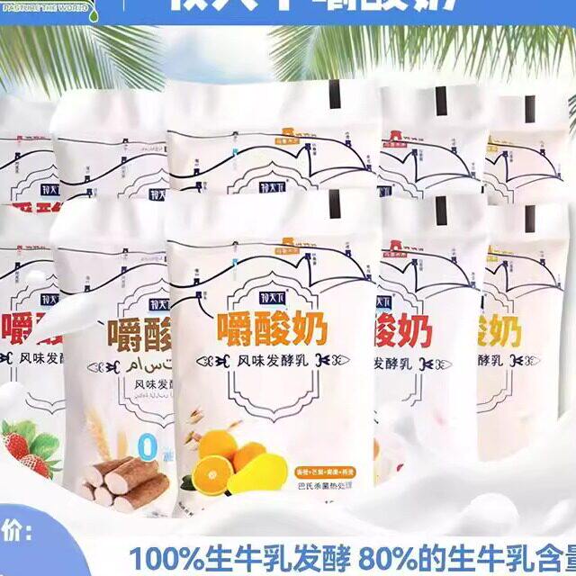 牧天下嚼酸奶草莓黄桃杨枝甘露青稞燕麦椰果早餐代餐袋装整箱10包
