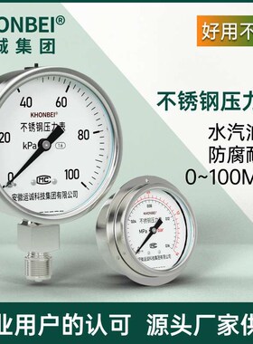 压力表水压表气压液压油压表Y60Y10G0BF不锈钢耐震径向轴向压力计