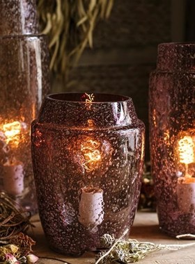 创意夹沙紫晶g玻璃灯罩发光火焰质感调光台灯手工艺术装饰摆件