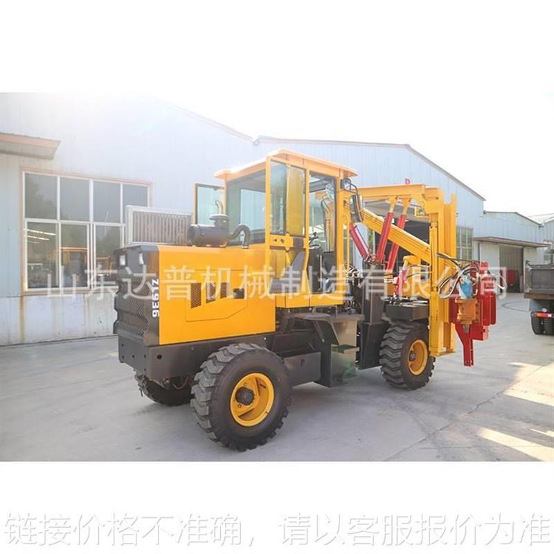 平原打桩机现货山路护栏立柱钻孔机工程机械液压小四轮打桩机