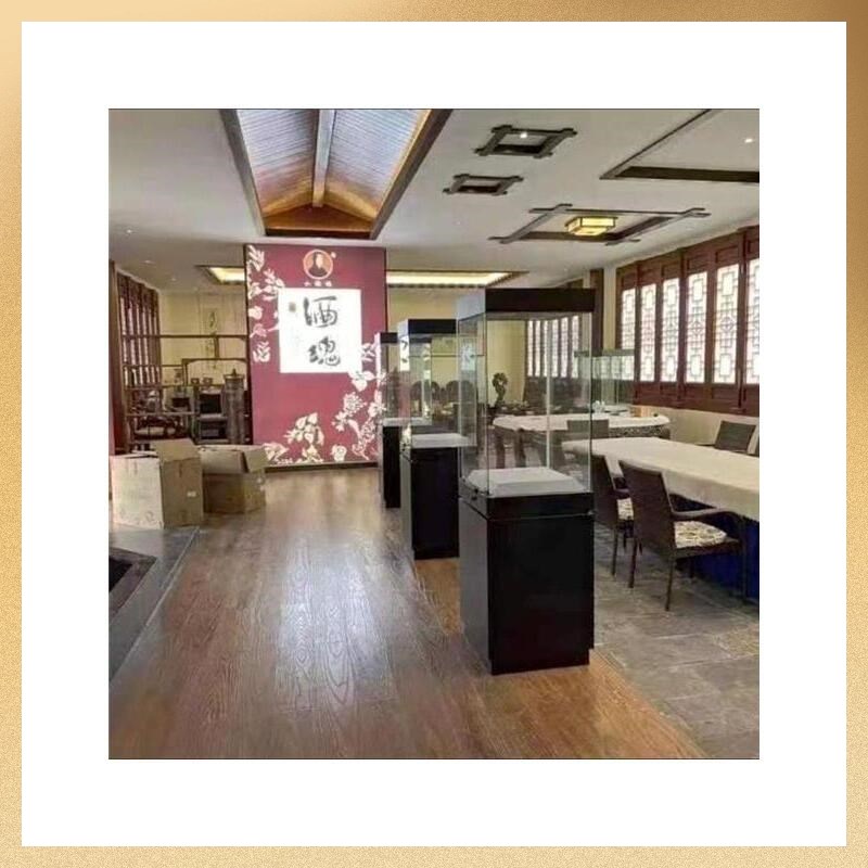 玻璃展示柜红色纪念馆柜台简约透明玻璃展L柜博物馆收藏馆展览柜