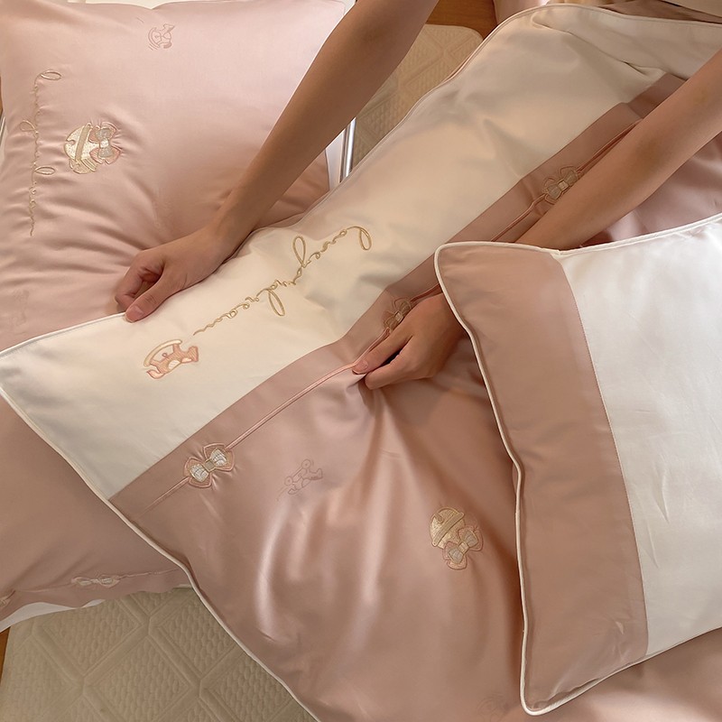 少女心100支长绒棉p提花四件套可爱旋转木马刺绣被套全棉床上用品