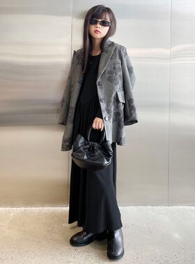 韩国童装男女童韩版秋西装上衣潮2023春秋装灰色儿童印花单排扣西