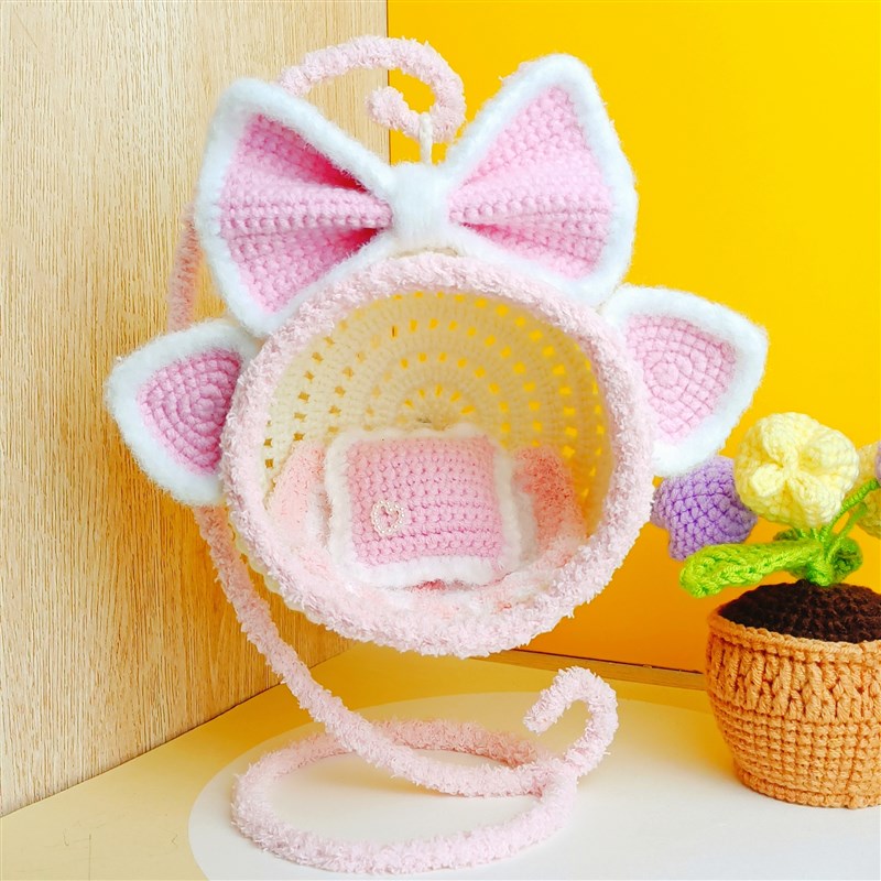 手工钩织蜜袋鼯宠物窝玩偶棉花娃娃吊篮礼品秋千娃屋家具吊床礼物