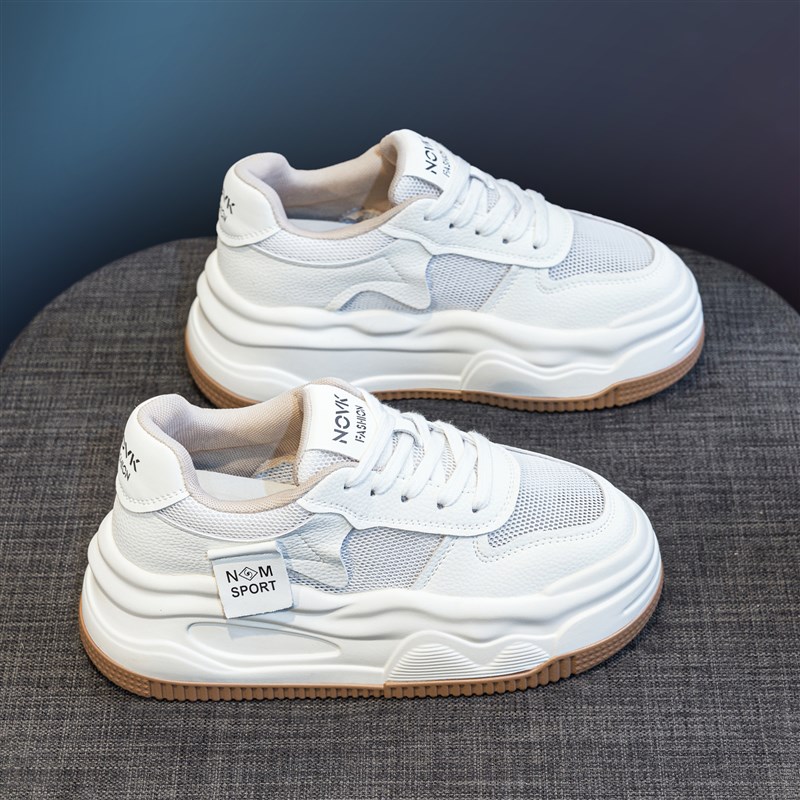 网面内增高c小白鞋女2025年新款夏季透气厚底休闲鞋子爆款运动板