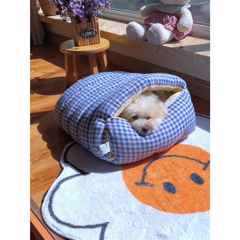 狗窝四季通用小型犬可拆洗封闭式安全感大型犬冬半封闭新型睡袋