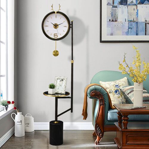 现代轻奢落地钟座钟家用客厅简约纯铜北欧高N档钟表静音别墅大坐