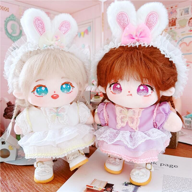 娃衣现货20cm可爱连衣裙子套装玩偶人J形公仔换装棉花娃娃送礼物